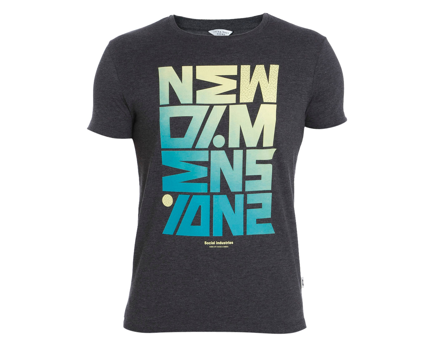 Dark Grey Text Print Crew Neck T-Shirt