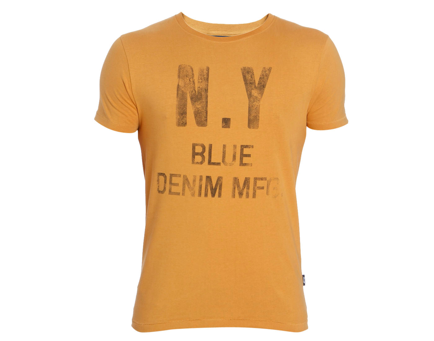 Mustard Text Print Crew Neck T-Shirt