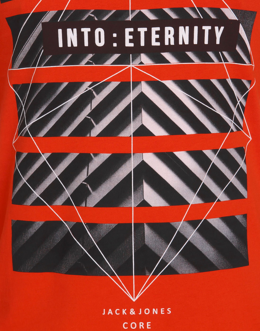 Orange & Black Graphic Print Crew Neck T-Shirt