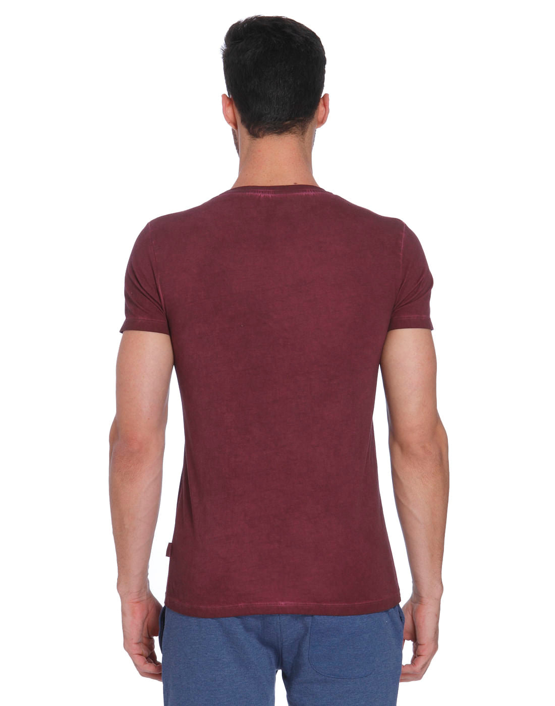 Maroon Text Print Crew Neck T-Shirt