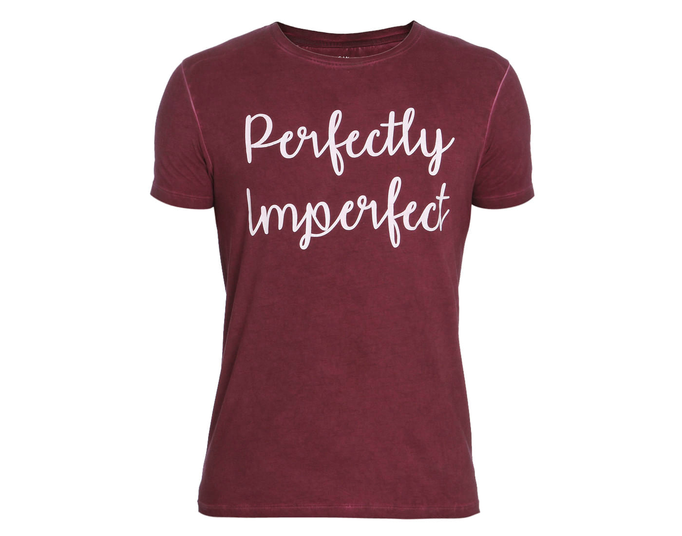 Maroon Text Print Crew Neck T-Shirt