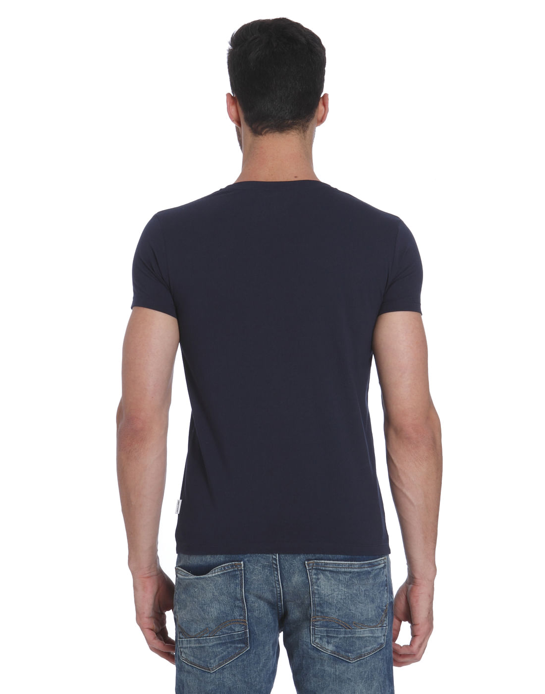 Dark Blue Jj Logo Print Crew Neck T-Shirt