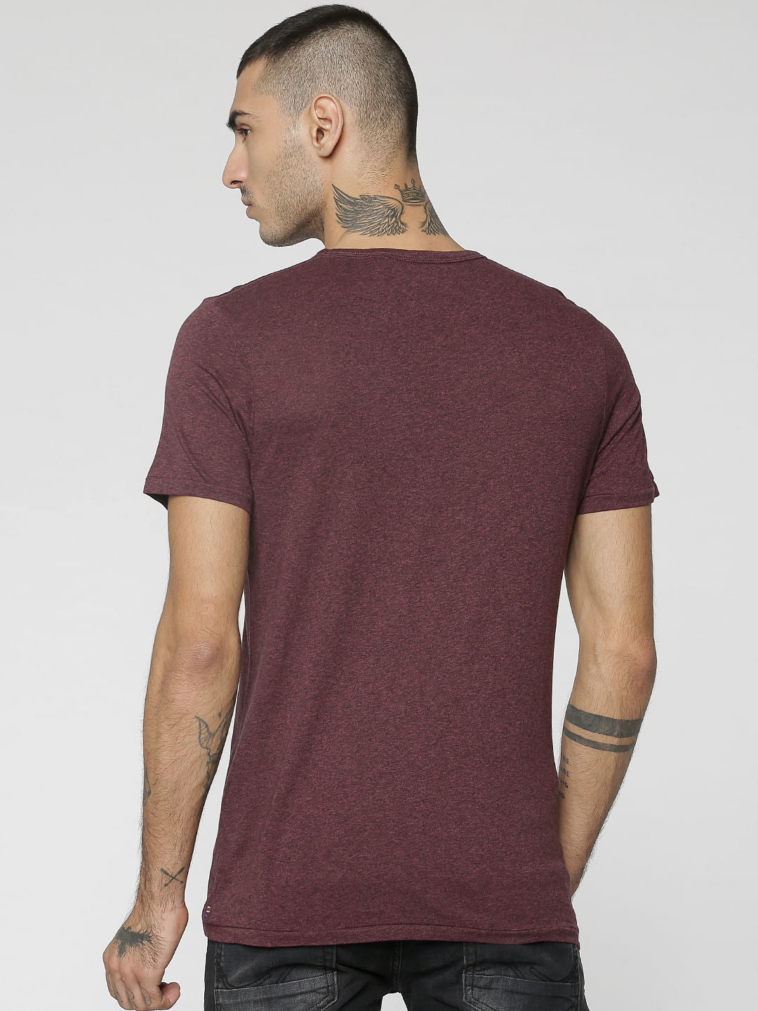 Burgundy Graphic Print Crew Neck T-Shirt