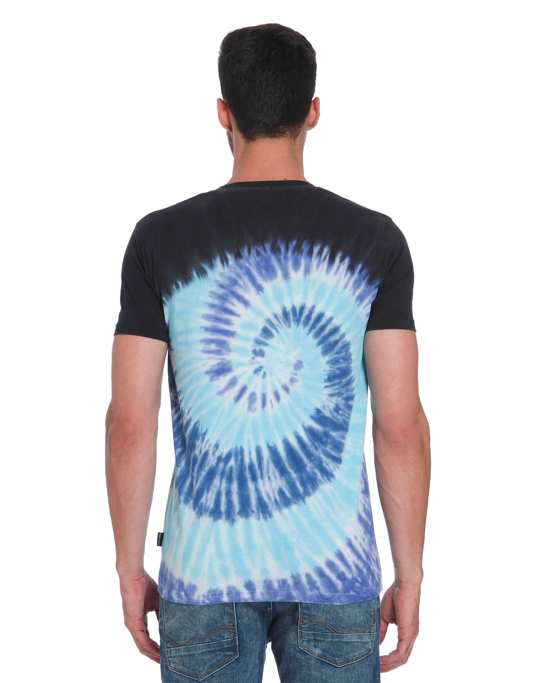 Blue Tye & Dye Print Crew Neck T-Shirt