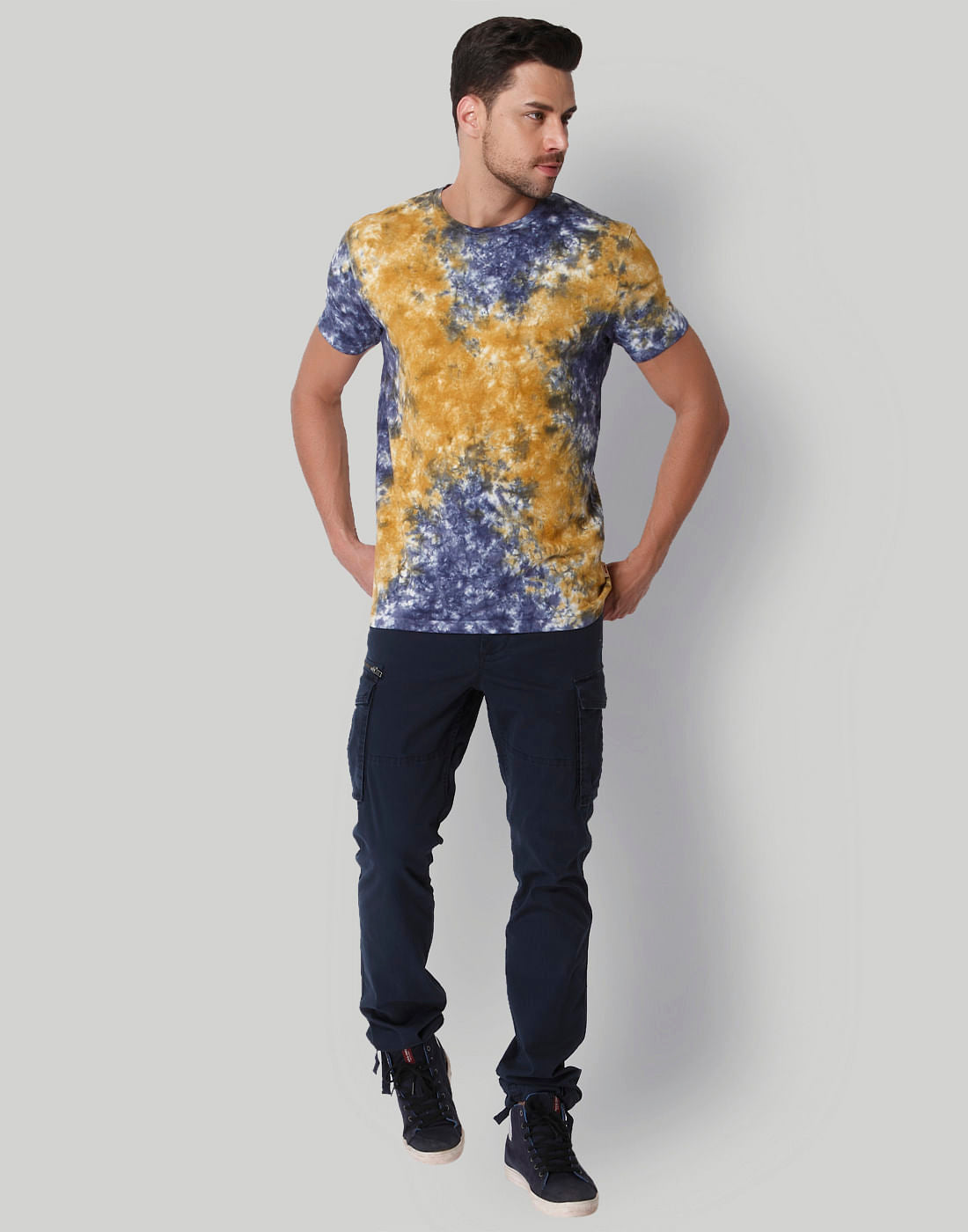 Brown Tye & Dye Crew Neck T-Shirt