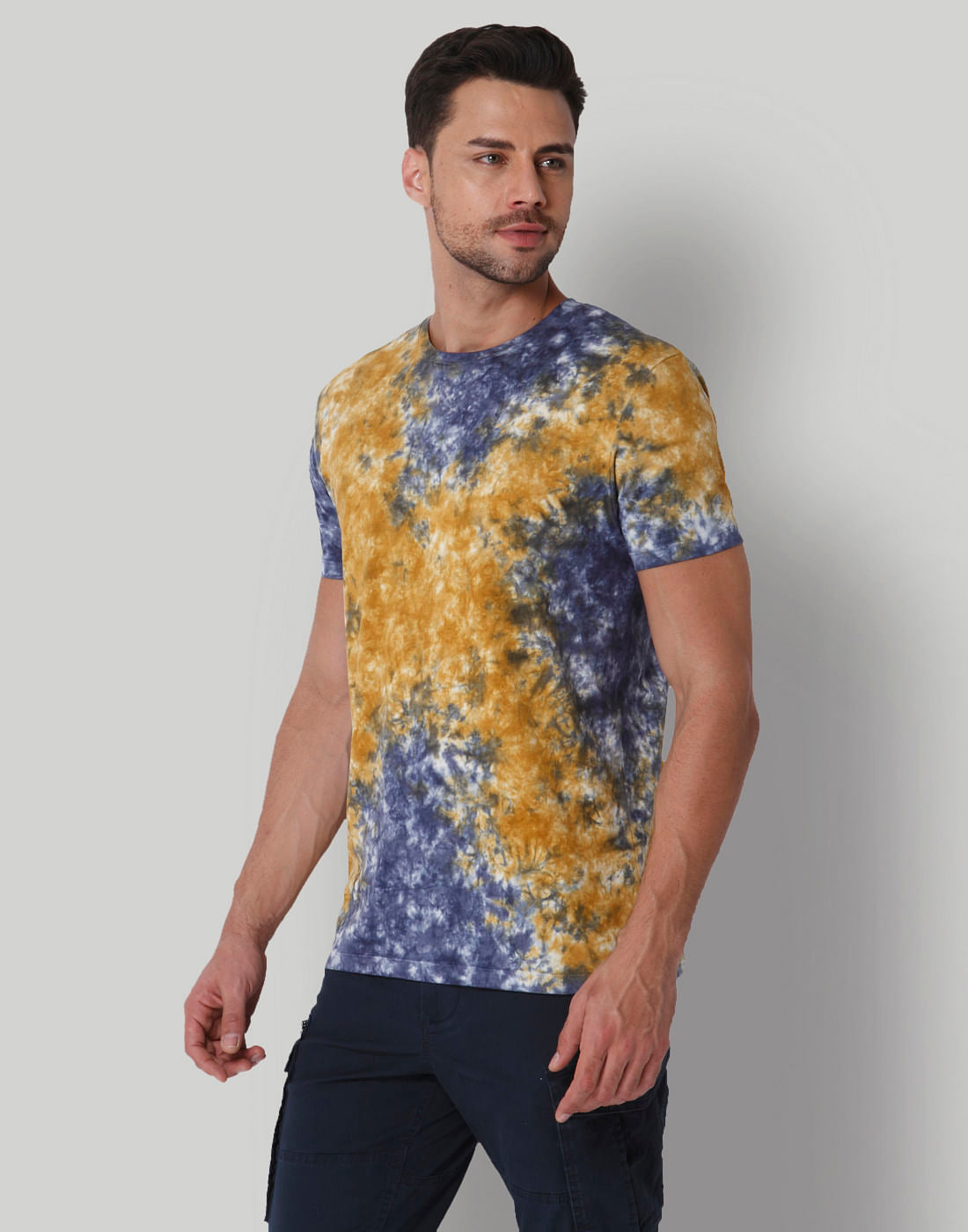 Brown Tye & Dye Crew Neck T-Shirt