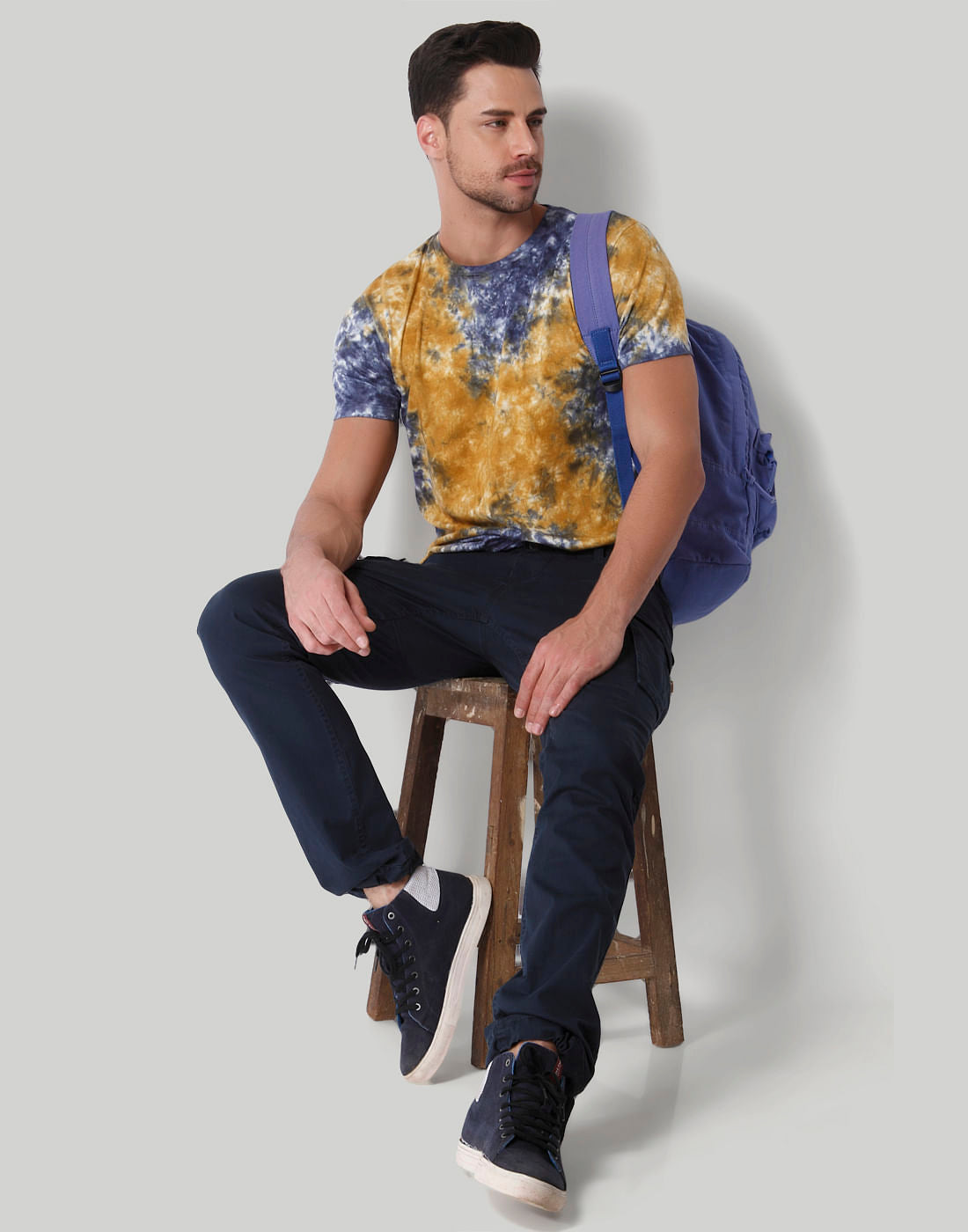 Brown Tye & Dye Crew Neck T-Shirt