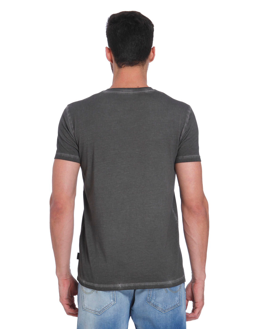 Dark Grey Dragon Print Crew Neck T-Shirt