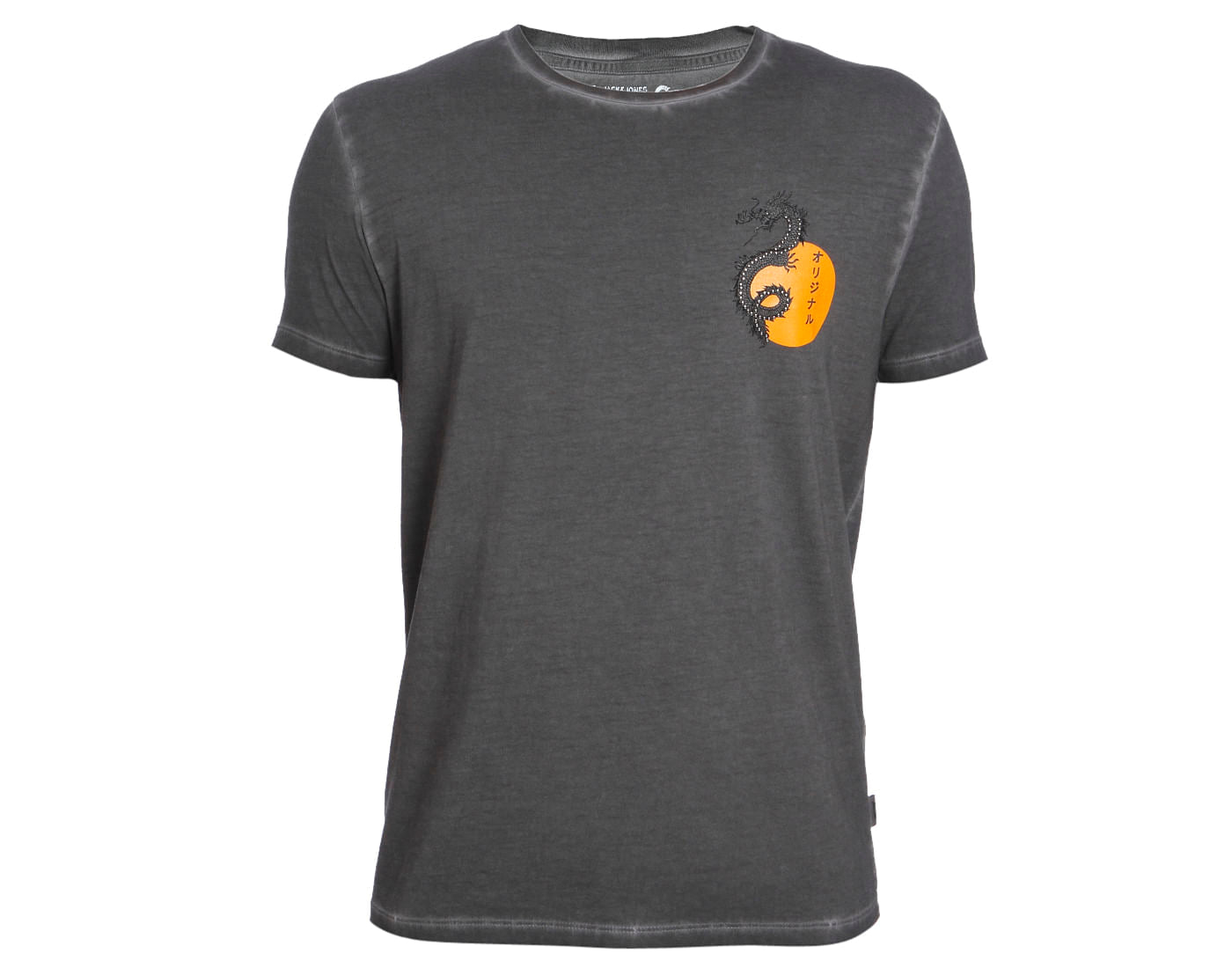 Dark Grey Dragon Print Crew Neck T-Shirt