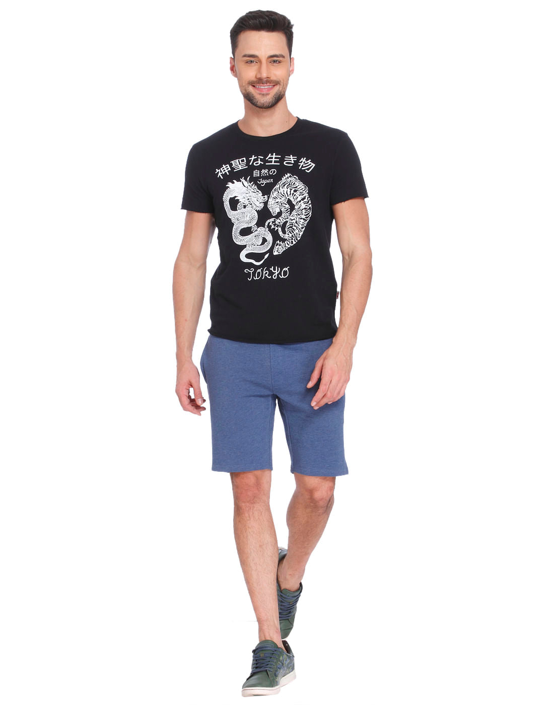 Black Dragon Print Crew Neck T-Shirt