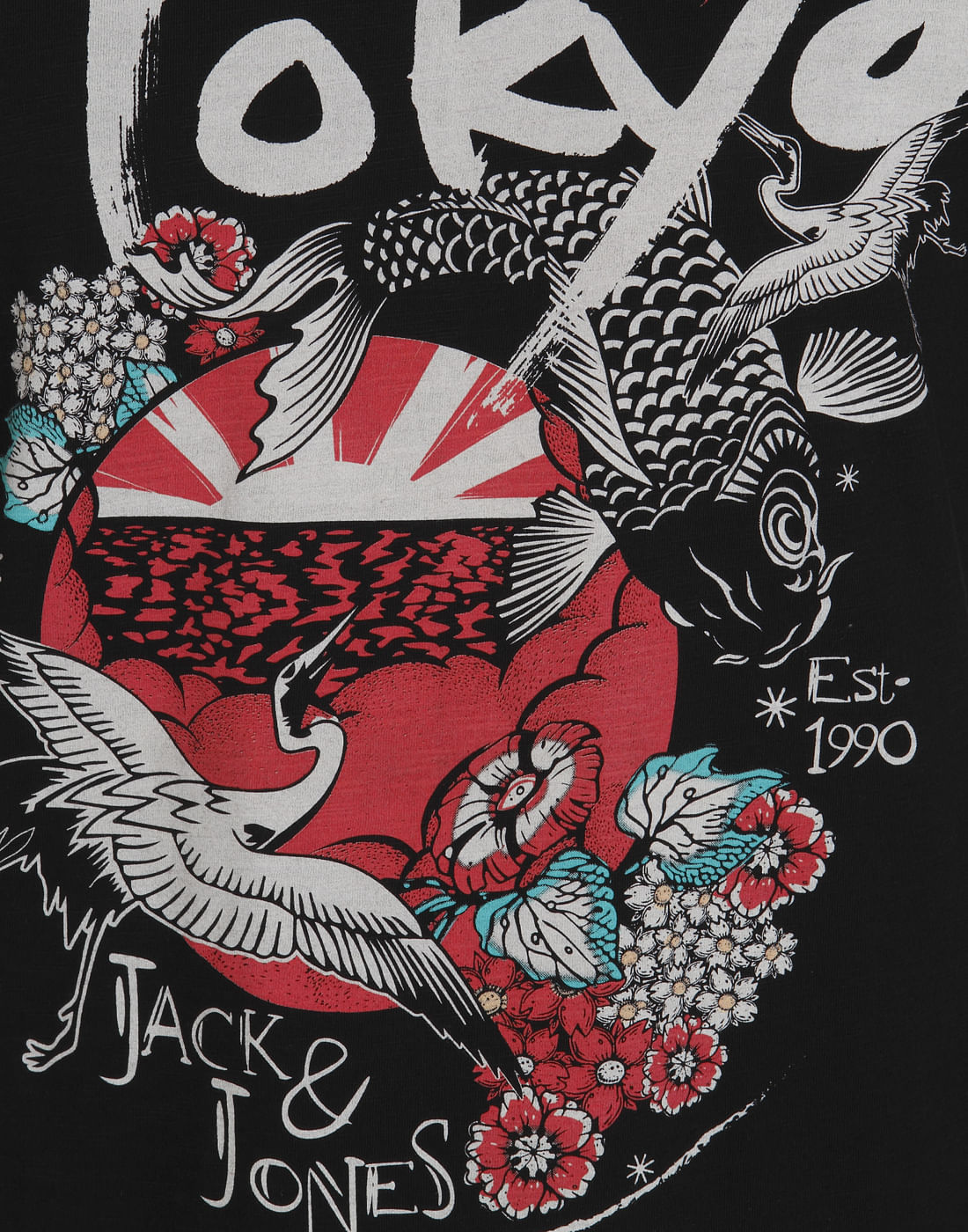 Black Tokyo Text Print Crew Neck T-Shirt