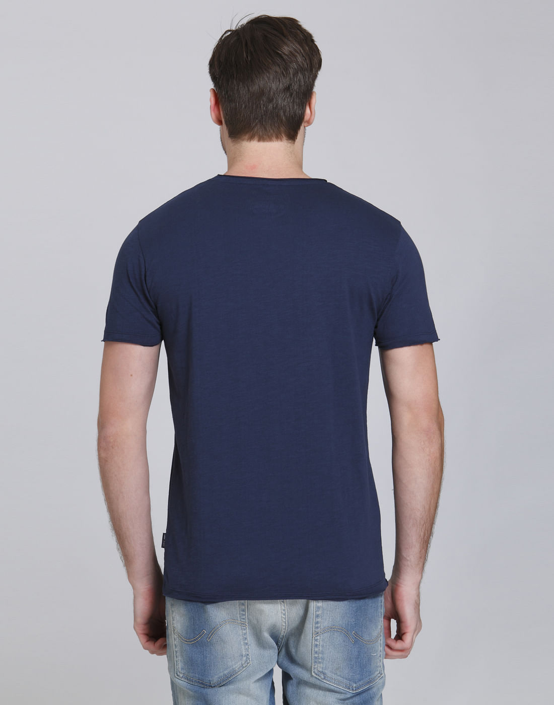 Blue Tiger Print Crew Neck T-Shirt
