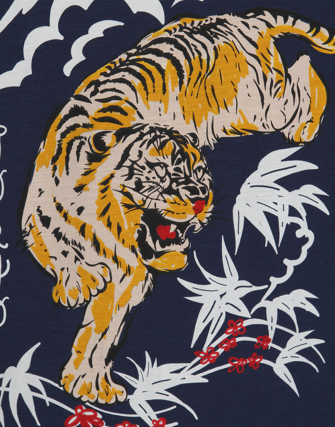 Blue Tiger Print Crew Neck T-Shirt