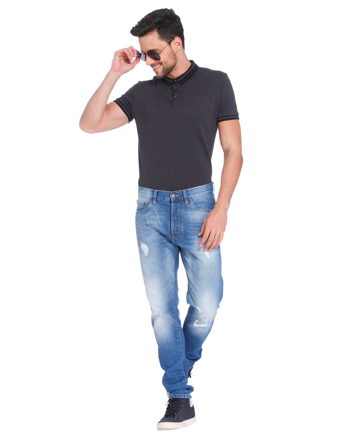 Black Printed Polo T-Shirt