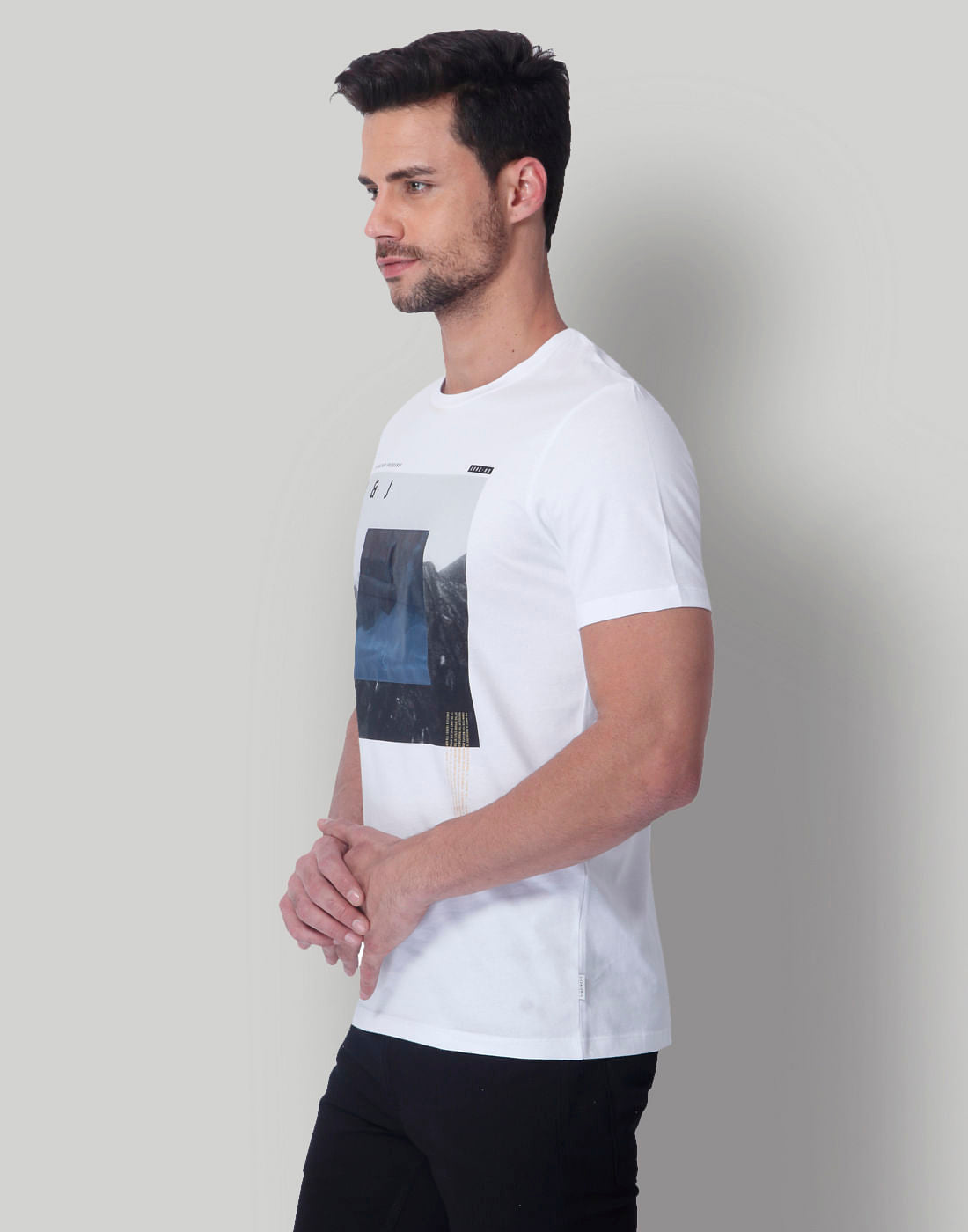 White Printed Crew Neck T-Shirt