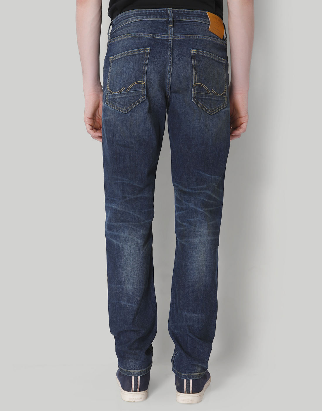 Blue Plain Mid Rise Comfort Fit Jeans