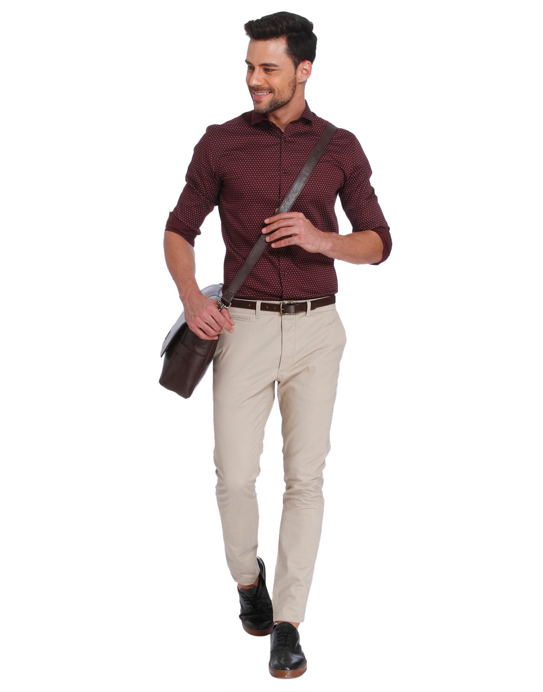 Burgundy Printed Slim Fit Shirt