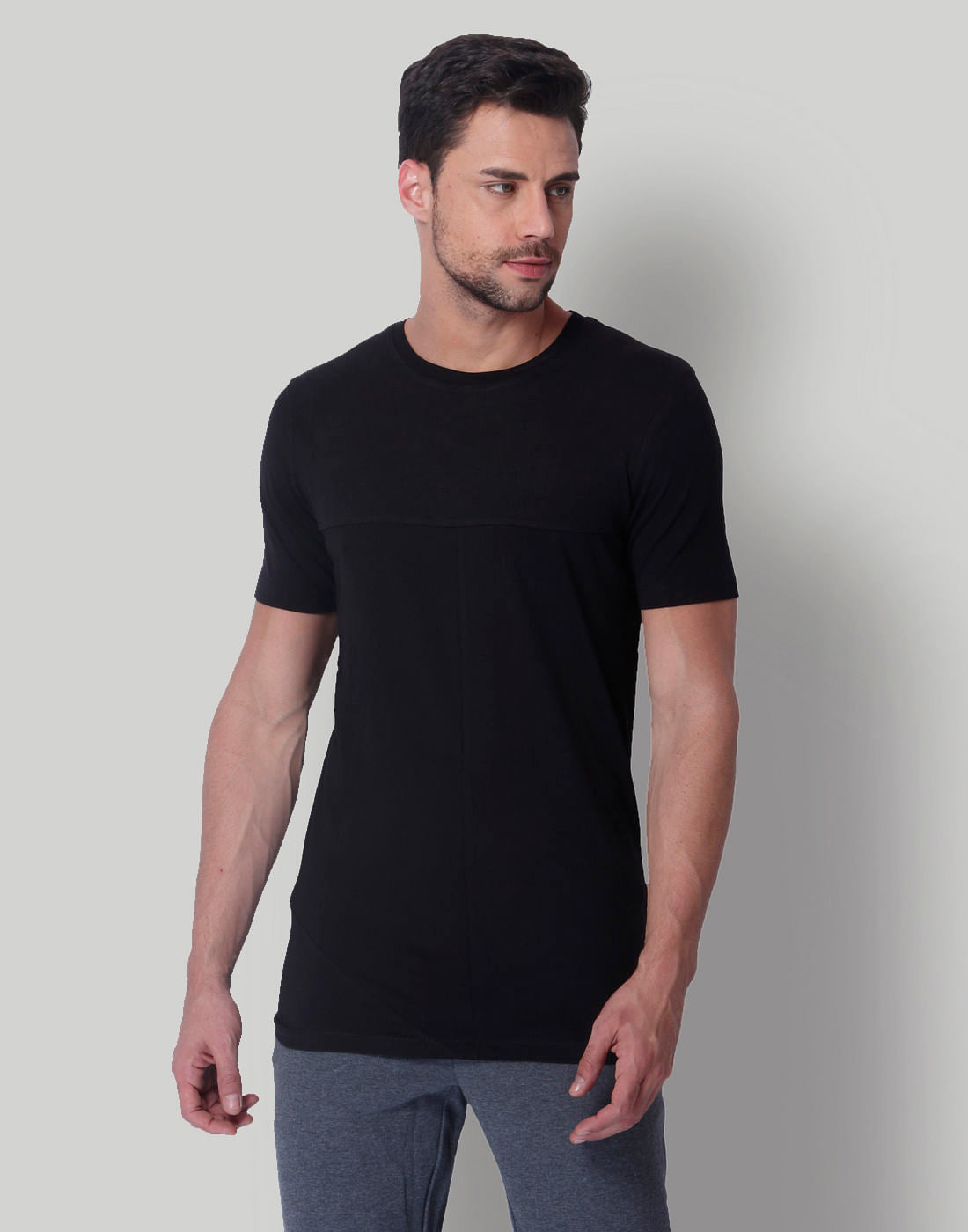 Black Graphic Print Crew Neck T-Shirt - S