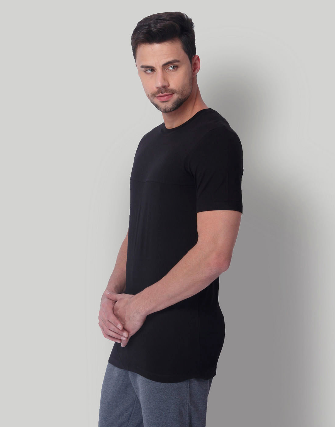 Black Graphic Print Crew Neck T-Shirt