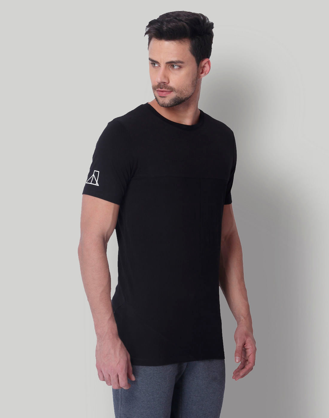 Black Graphic Print Crew Neck T-Shirt