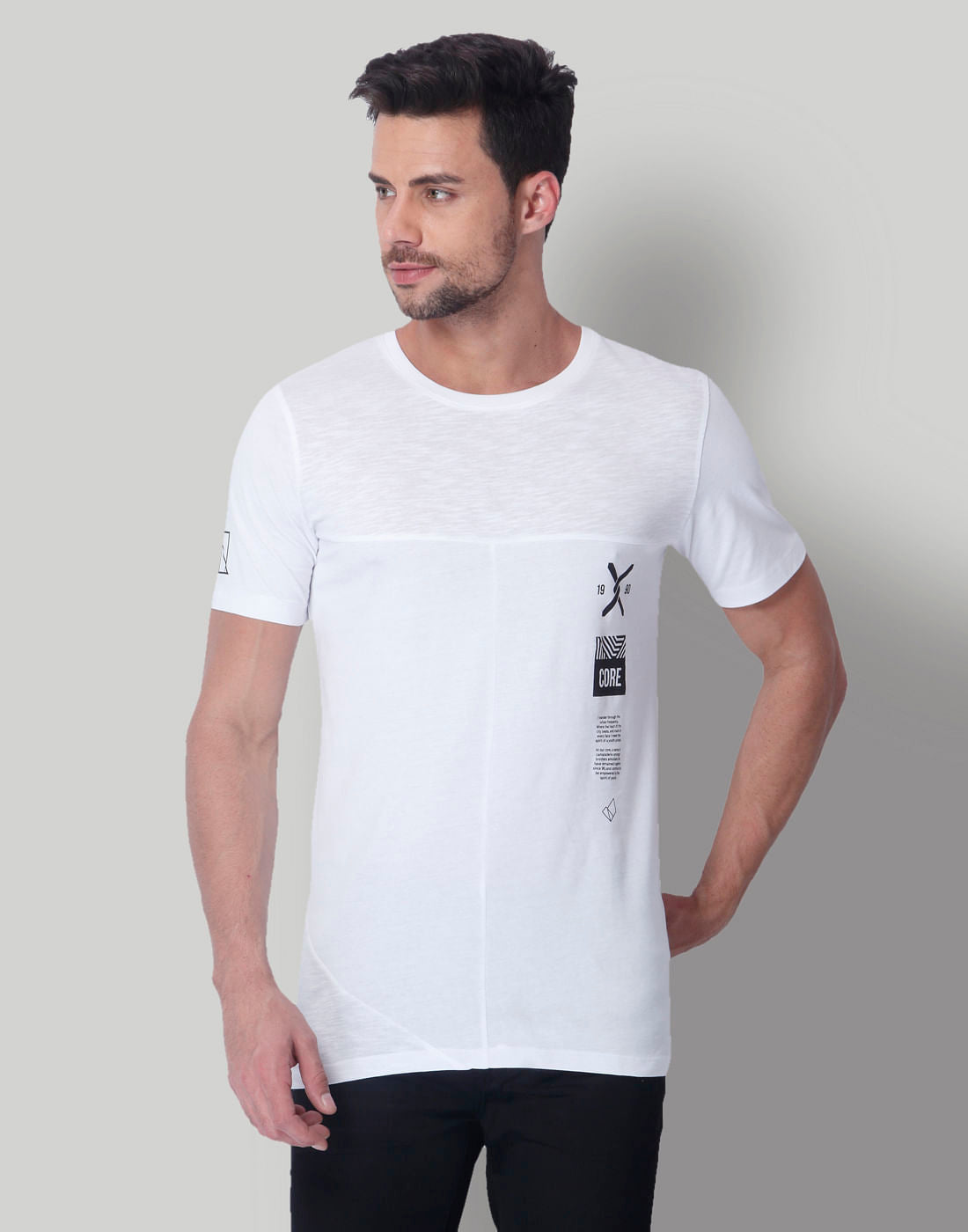 White Graphic Print Crew Neck T-Shirt - S