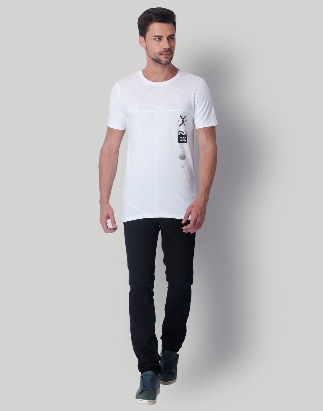 White Graphic Print Crew Neck T-Shirt
