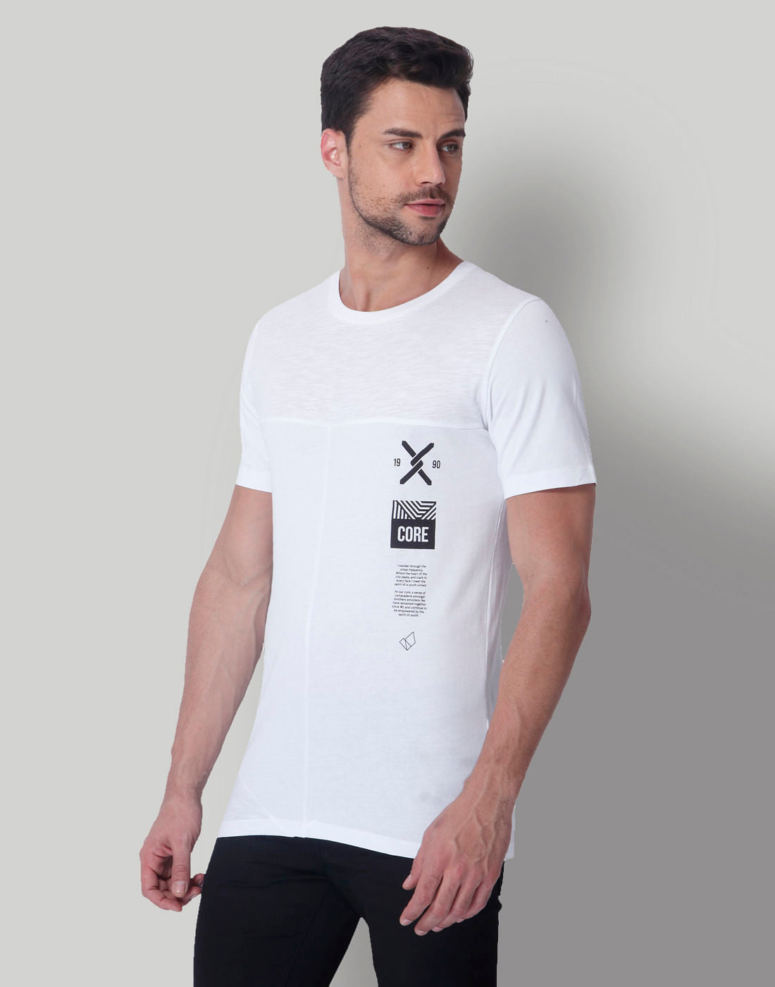 White Graphic Print Crew Neck T-Shirt