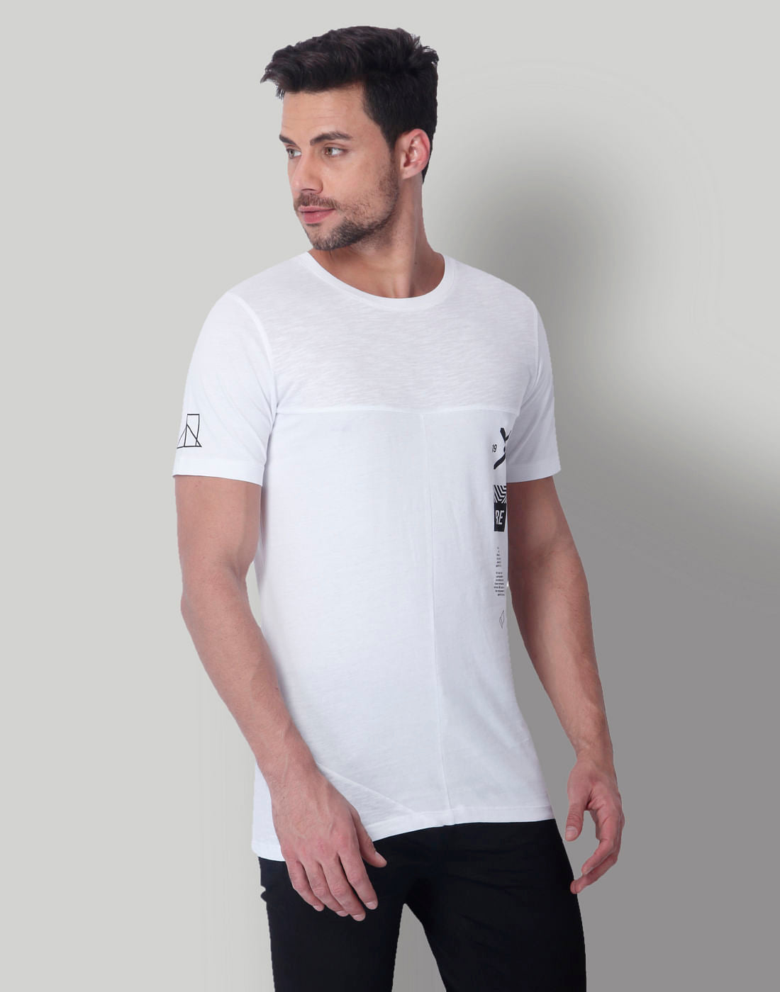White Graphic Print Crew Neck T-Shirt