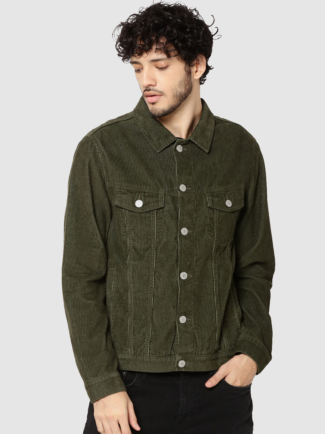 Olive Green Corduroy Jacket - S