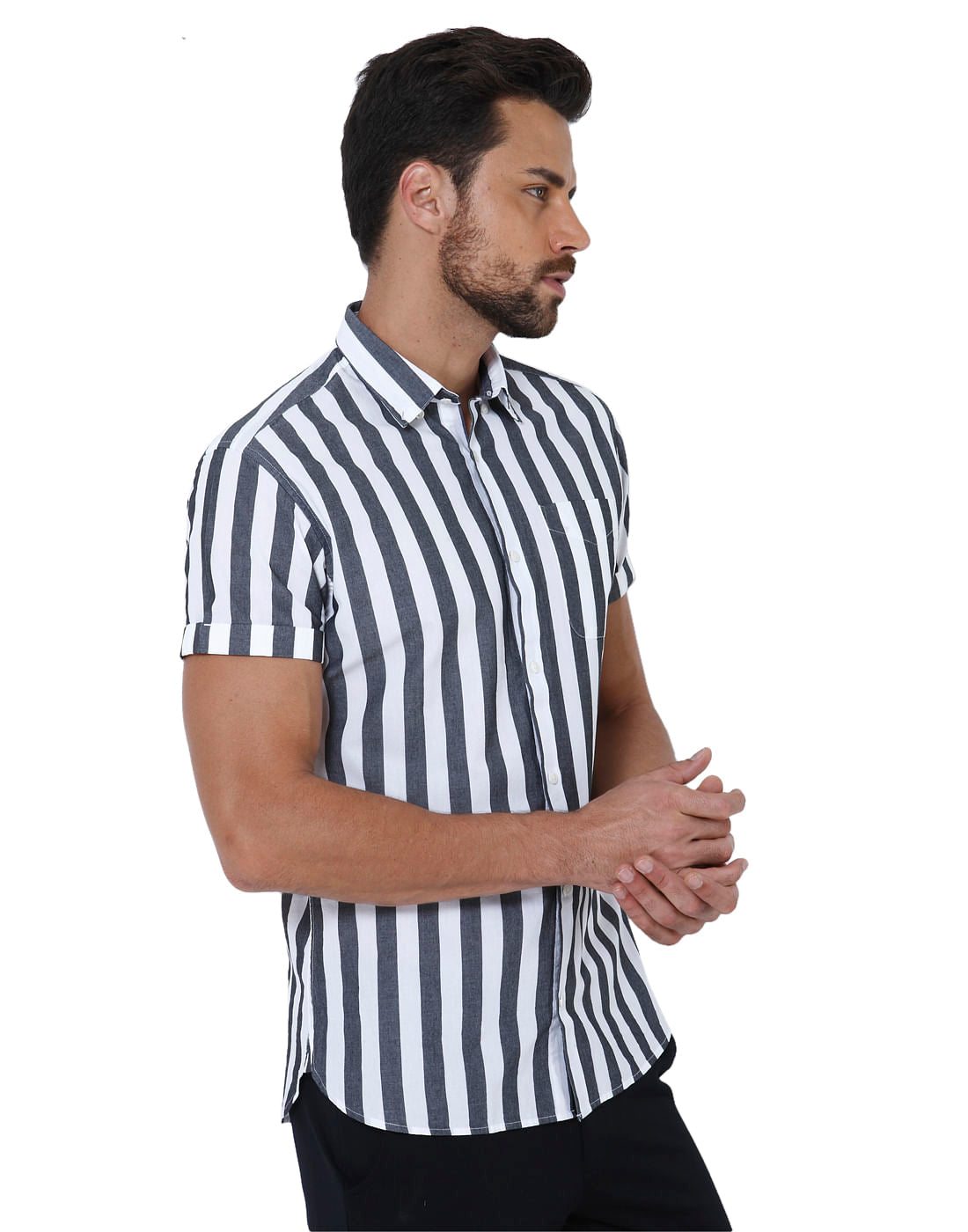 Black Striped Slim Fit Shirt