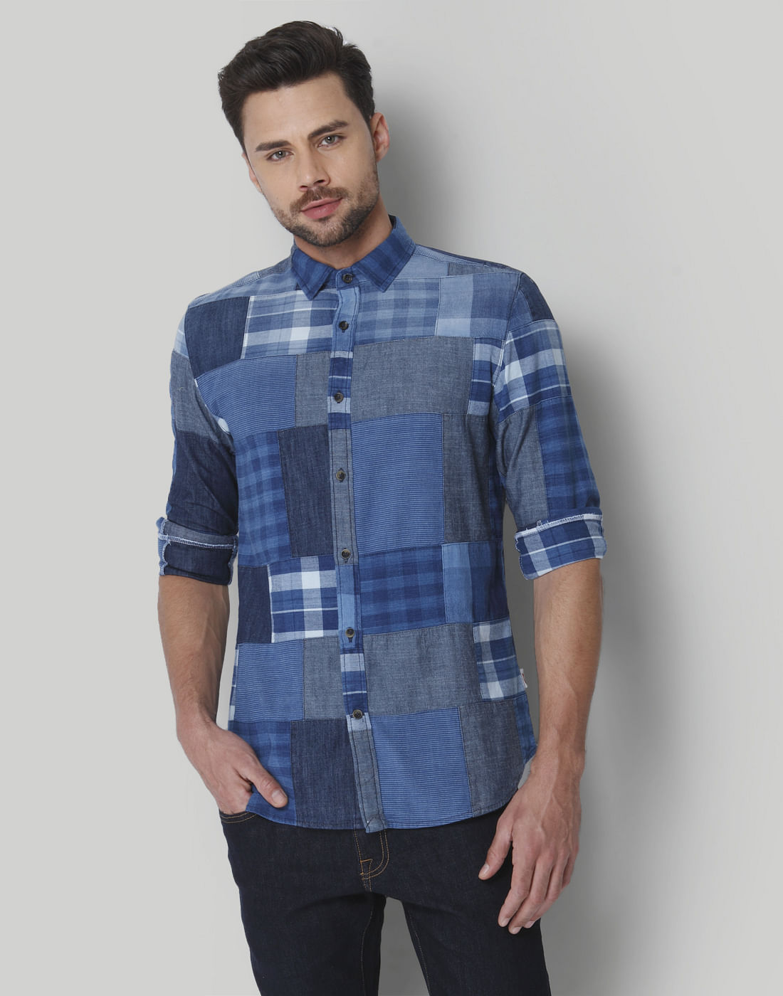 Blue & Grey Check Shirt - S