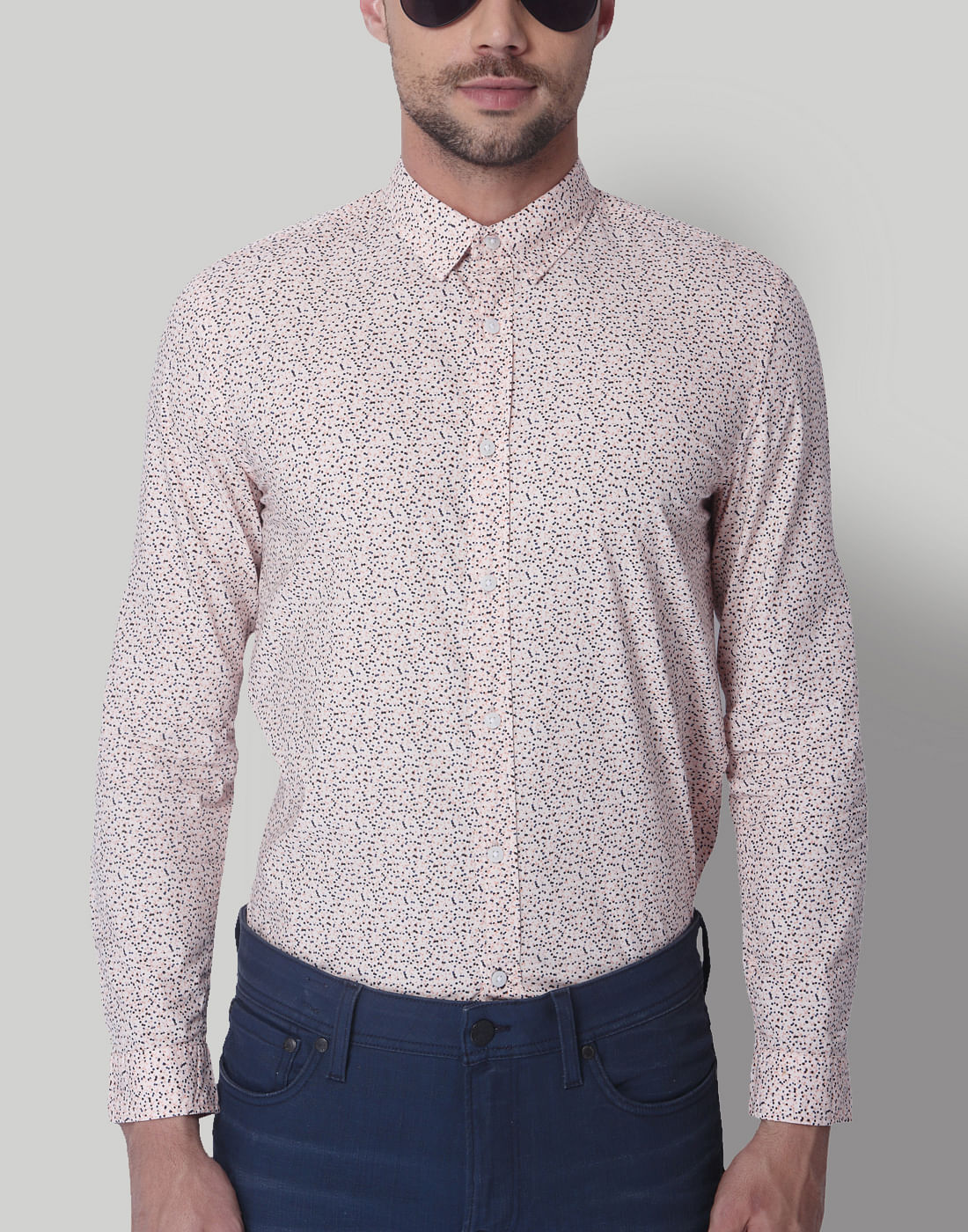 Pink All Over Print Slim Fit Shirt