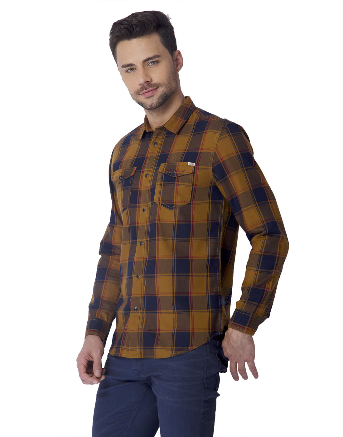 Brown Check Regular Fit Shirt