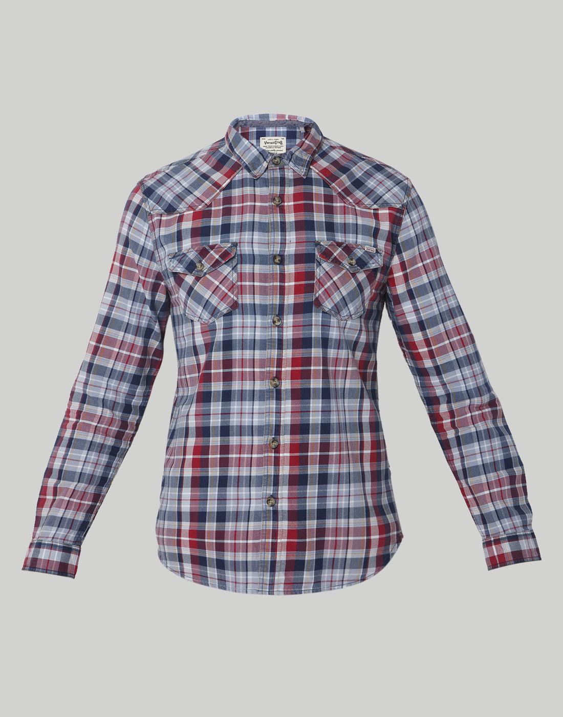 Red & Blue Check Slim Fit Shirt
