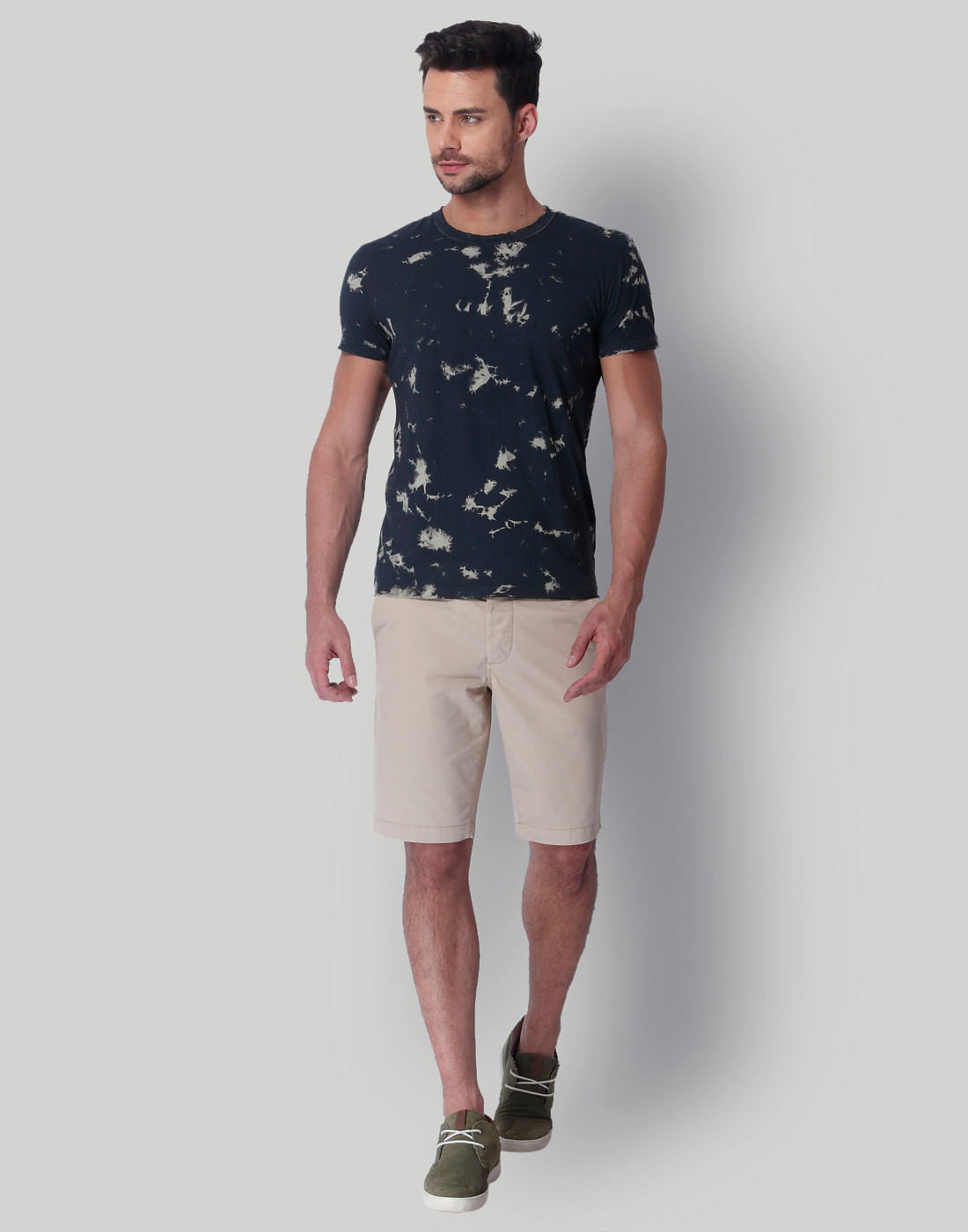 Black Tye & Dye Print Crew Neck T-Shirt