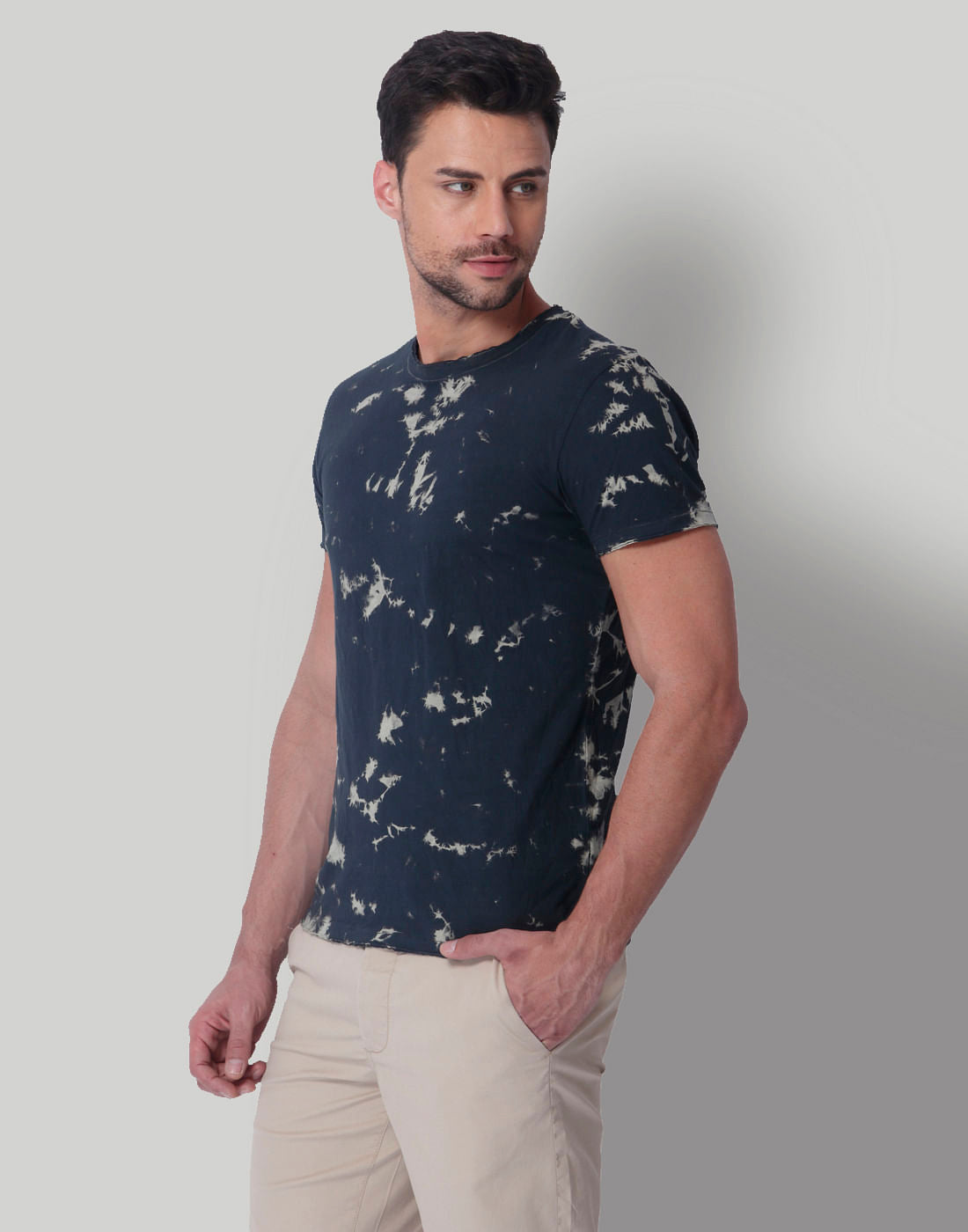 Black Tye & Dye Print Crew Neck T-Shirt