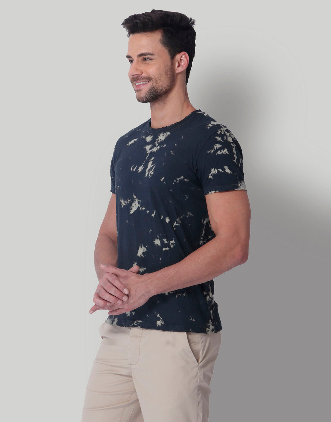 Black Tye & Dye Print Crew Neck T-Shirt