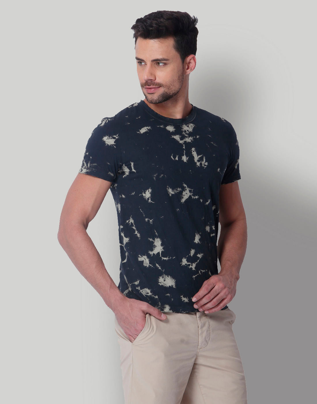 Black Tye & Dye Print Crew Neck T-Shirt