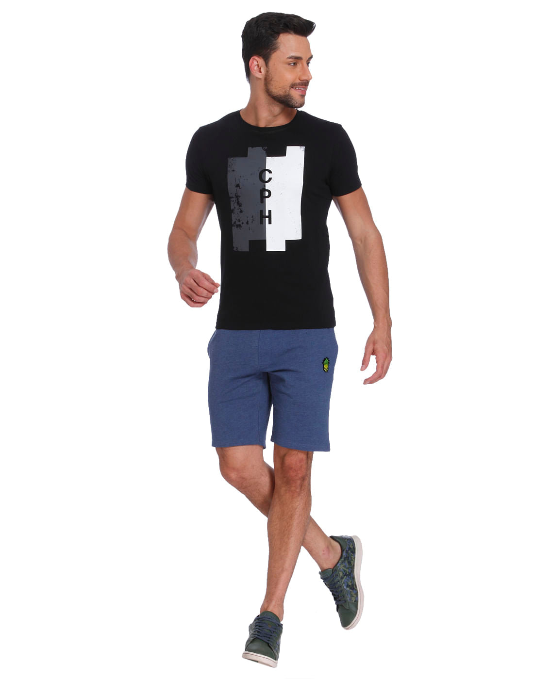 Black & White Print Crew Neck T-Shirt