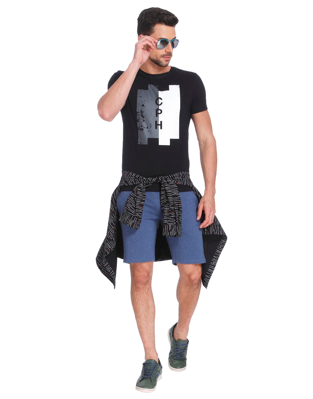 Black & White Print Crew Neck T-Shirt