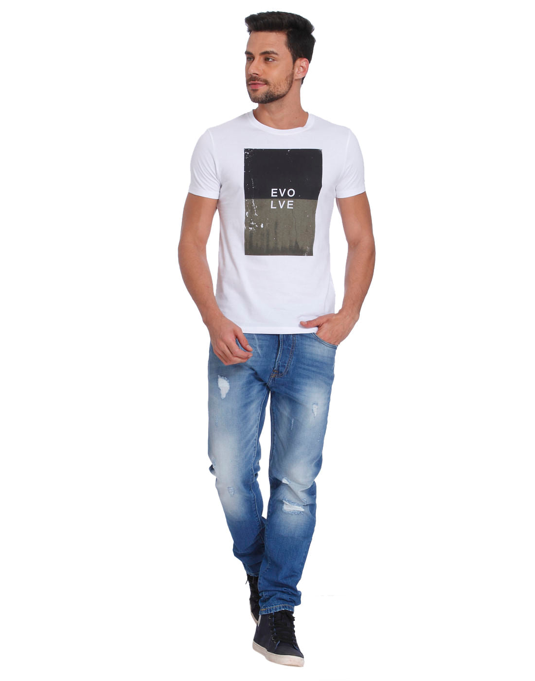 White Graphic Print Crew Neck T-Shirt
