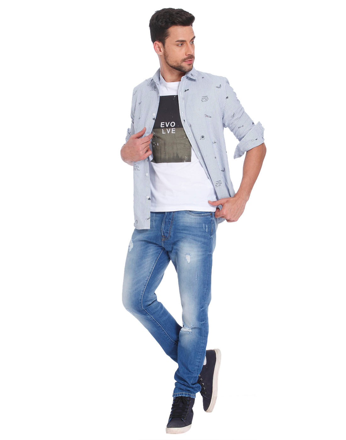 White Graphic Print Crew Neck T-Shirt