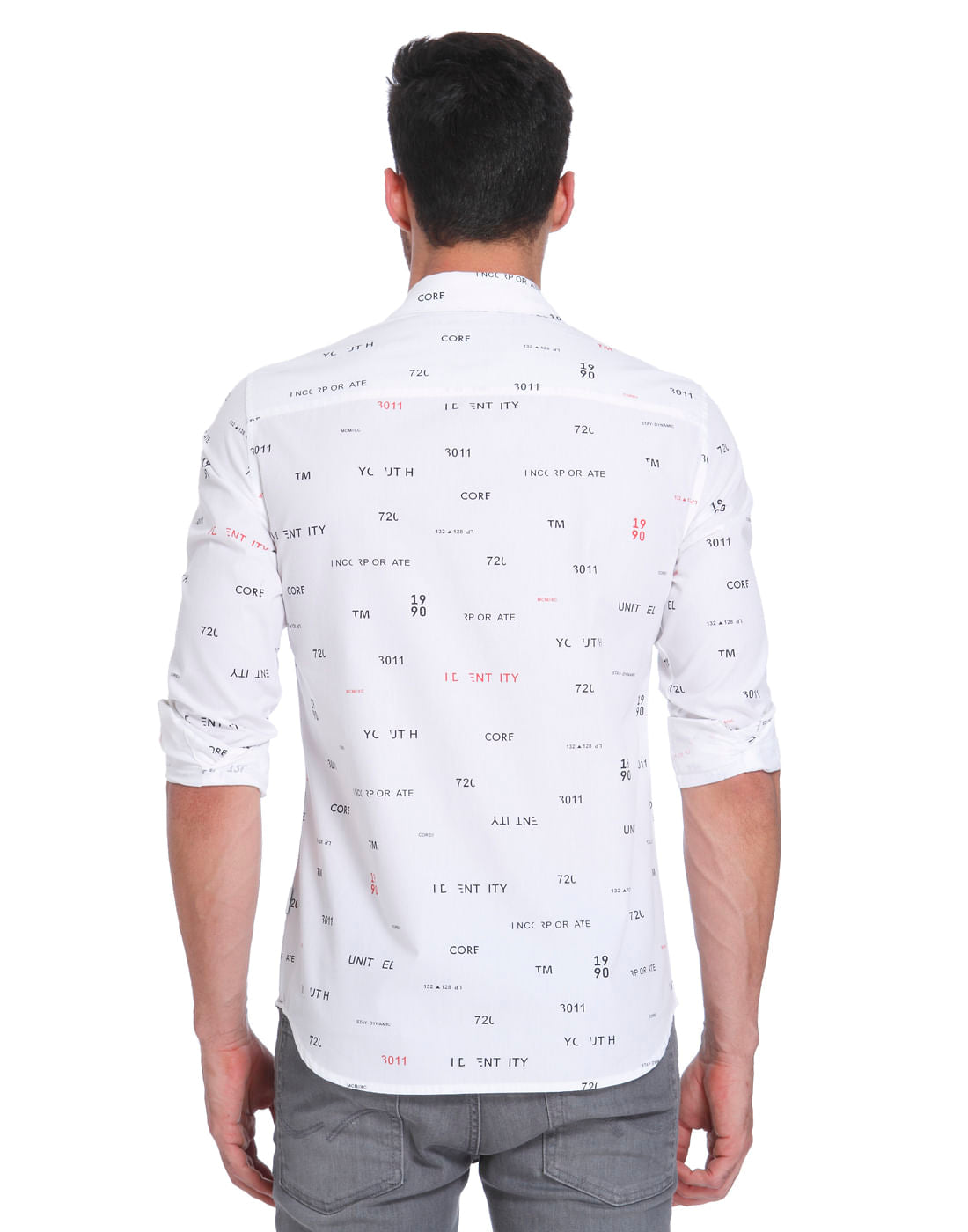 White All Over Text Print Shirt