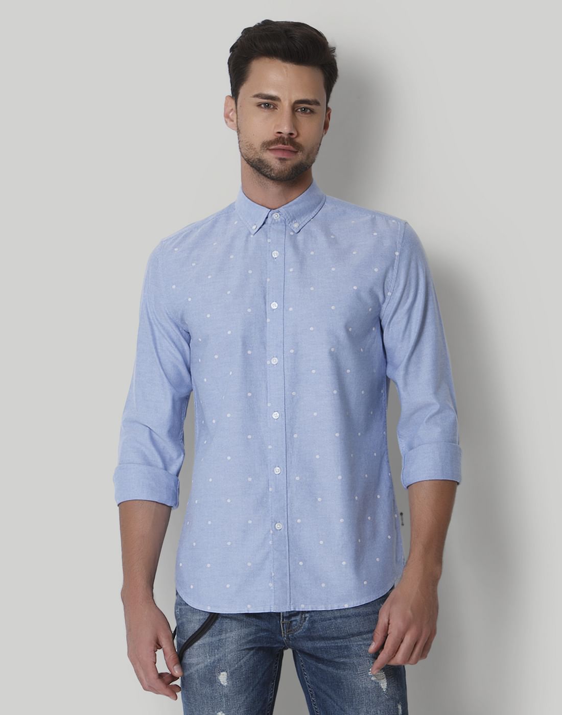 Blue Polka Dot Shirt - S