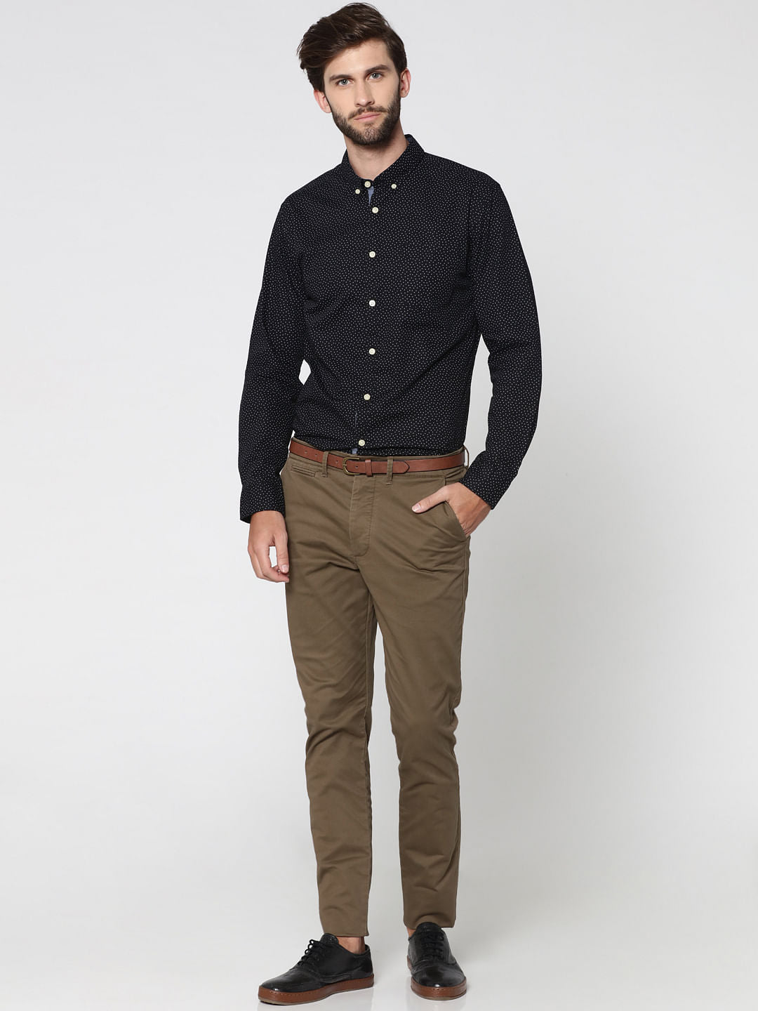 Black All Over Print Full Sleeves Shirt