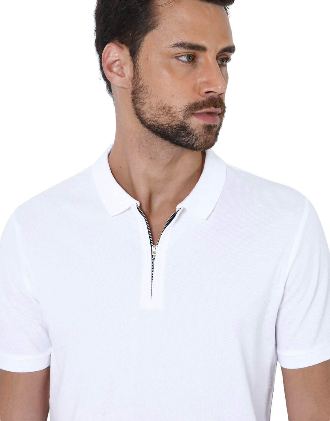 White Zip Up Polo T-Shirt