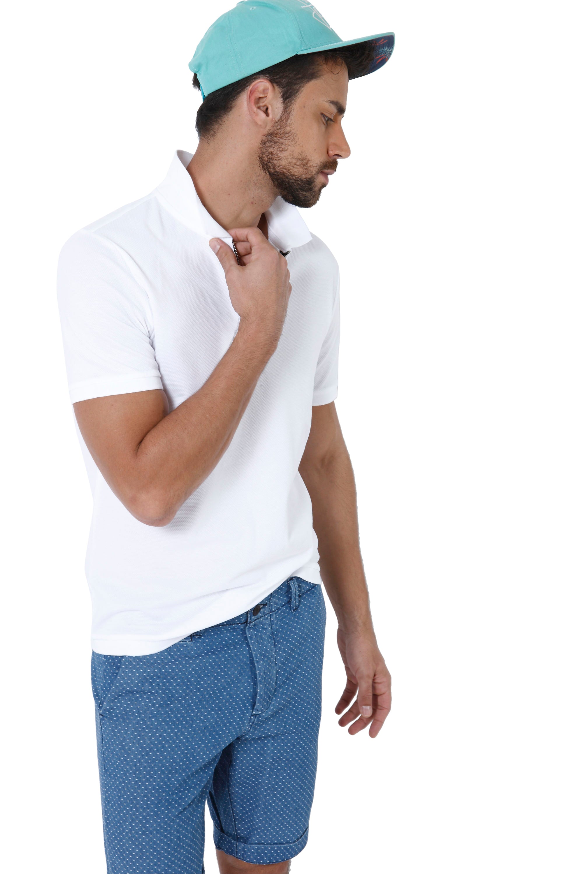 White Zip Up Polo T-Shirt