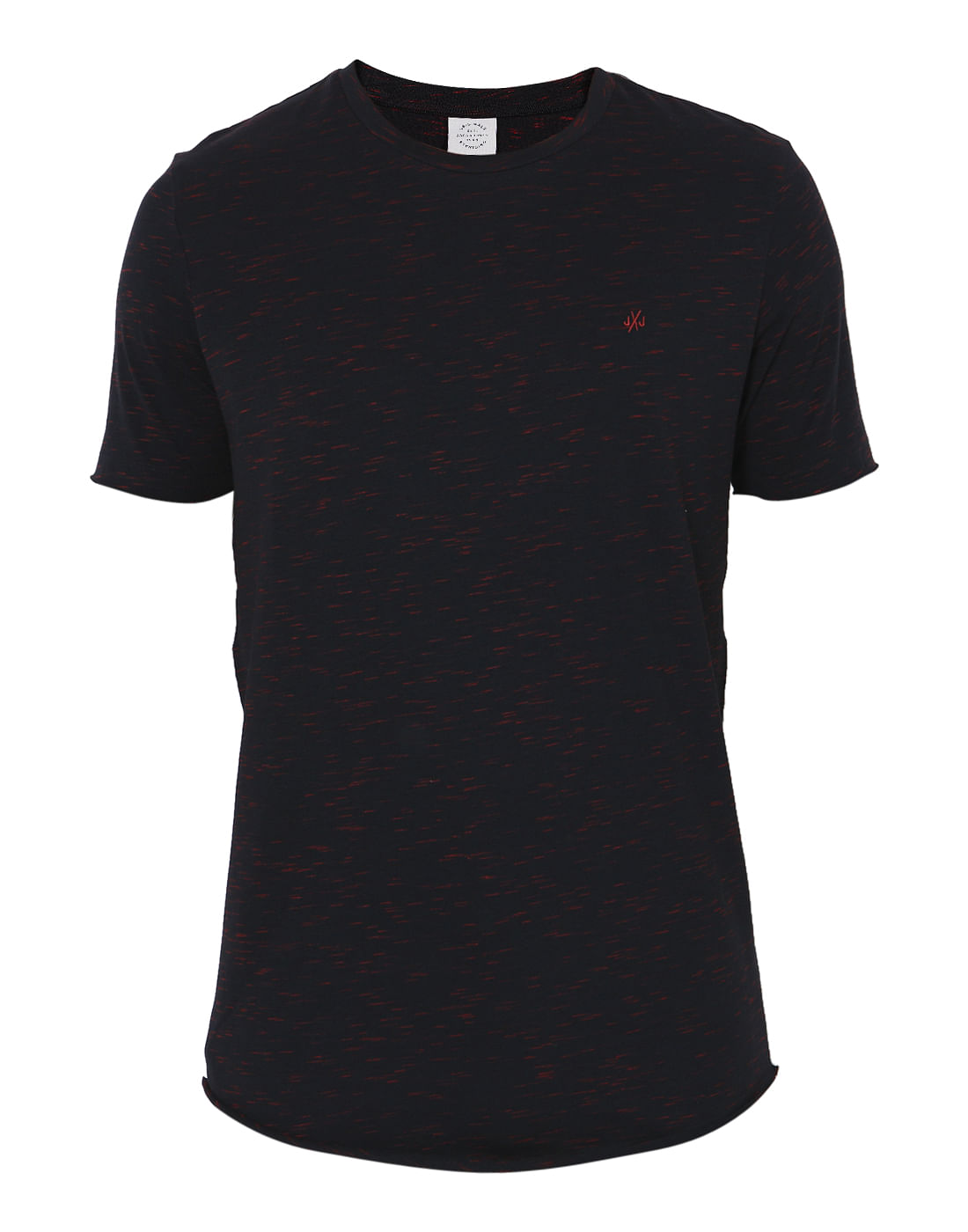 Black Self Design Crew Neck T-Shirt