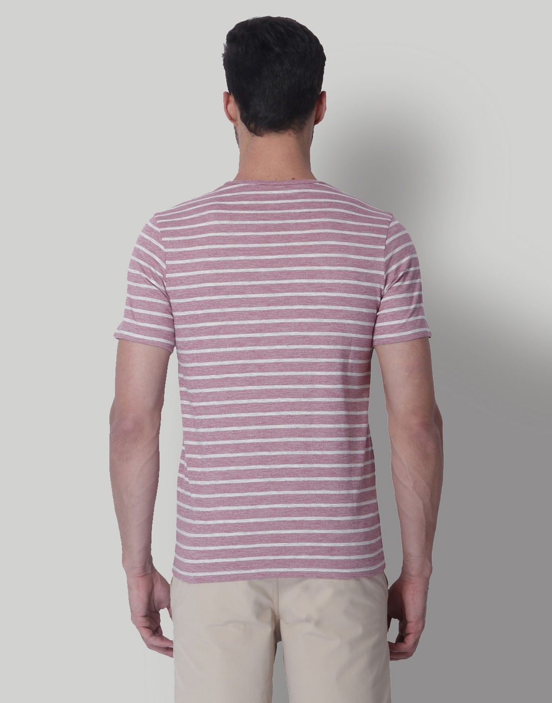 Pink Striped Crew Neck T-Shirt