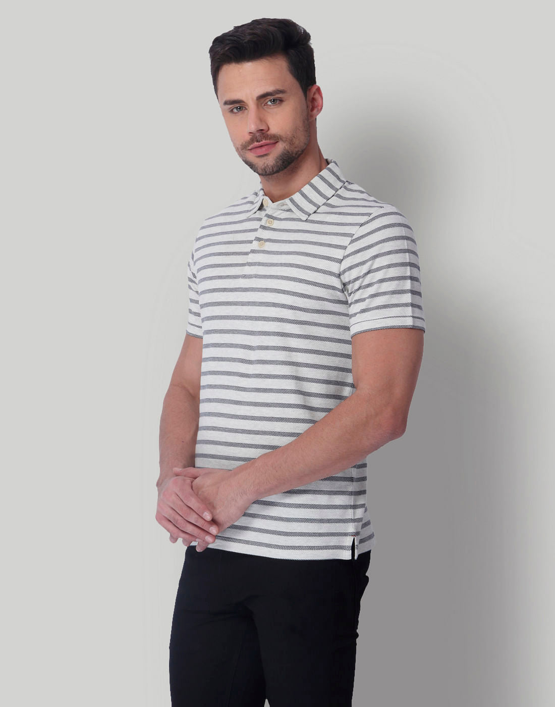 White Striped Polo T-Shirt